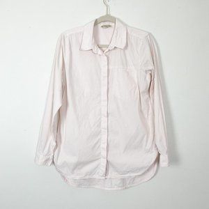 Duluth Trading Co Woman's Sz‎ M Orange and White Button Up Collared Shirt